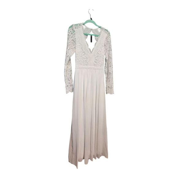 Lulus White Lace Long Sleeve Maxi Dress S - Picture 16 of 16
